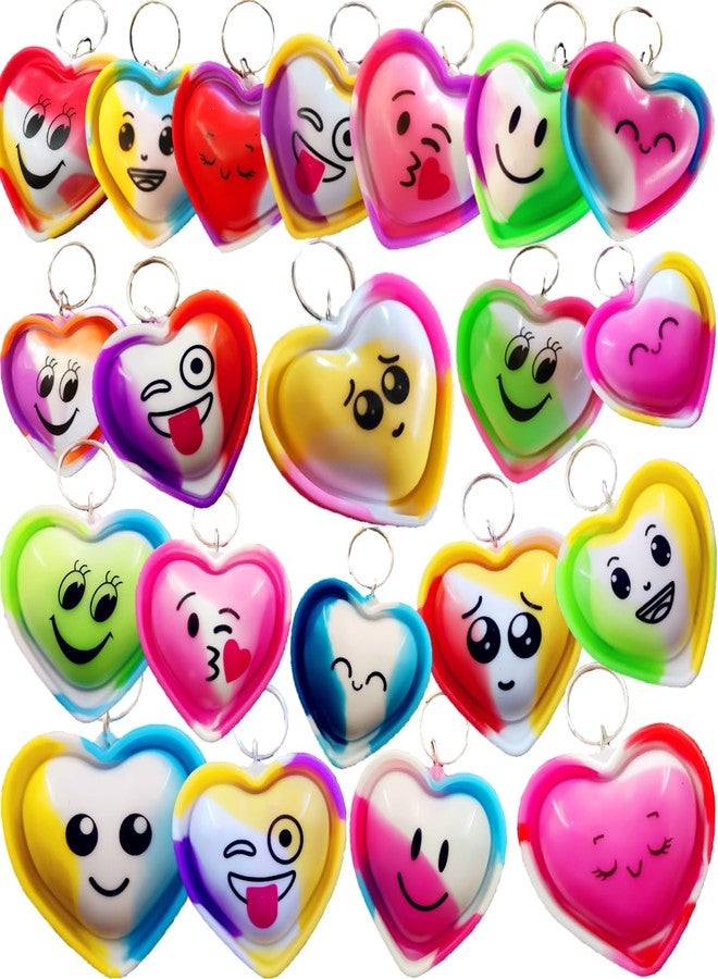 HOZKEAP 100 Packs Bulk Heart Expression Mini Pop Fidget Backpack Key Chain，boy and Little Girl,Kids Birthday Valentine's Day Party Favors Classroom Student Gifts - Image 1
